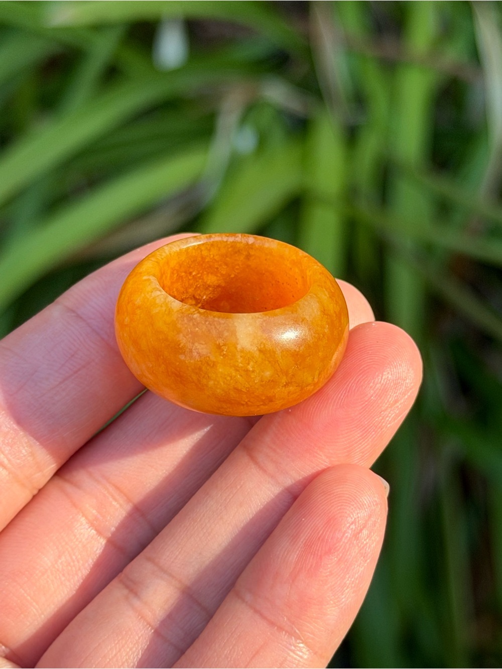 Handcrafted Amber-Colored Dome Statement Ring - Women Jewelry Palo